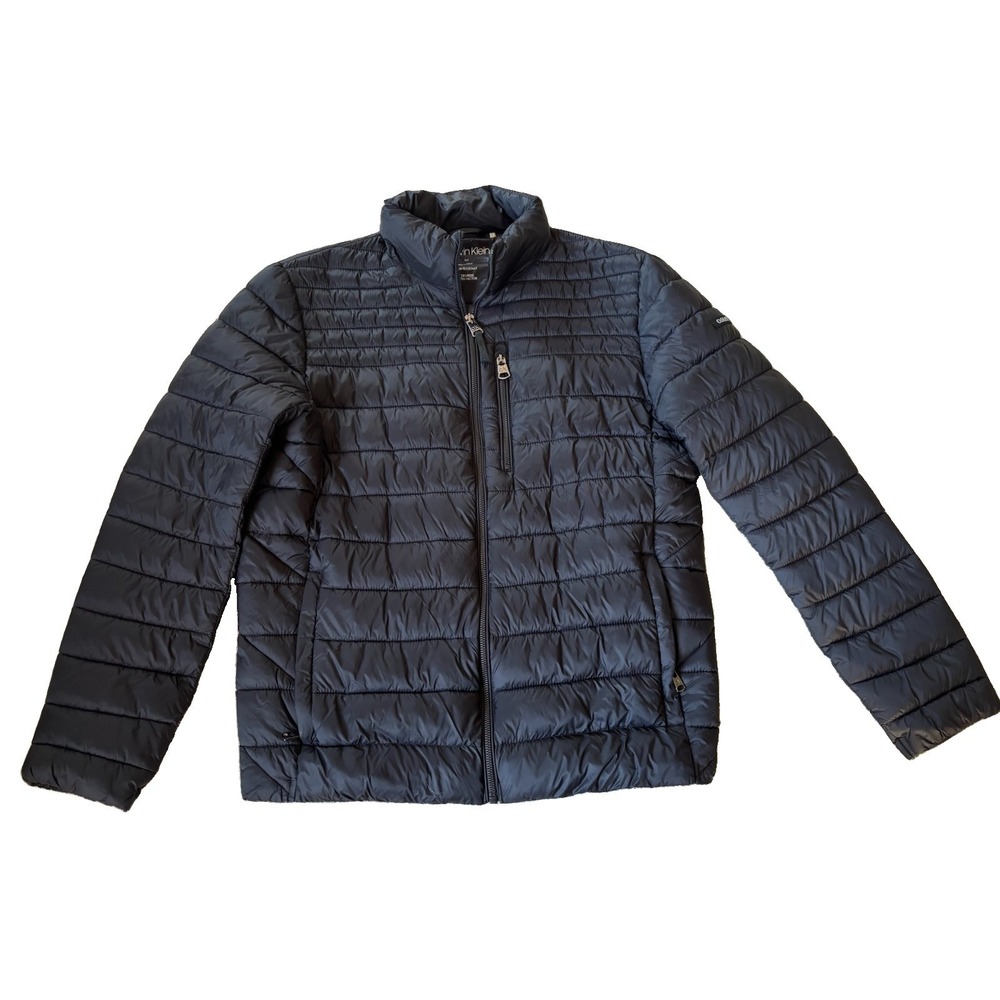 CALVIN KLEIN Men's Puffer Jacket M Black Full Zip Winter Coat